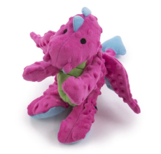 goDog Dragons with Chew Guard Technology Durable Plush Squeaker Dog Toy Pink Large