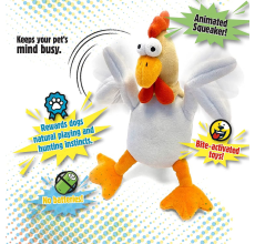 goDog Action Plush Chicken with Chew Guard Technology Animated Squeaker Dog Toy