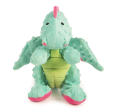 goDog Dragons with Chew Guard Technology Durable Plush Squeaker Dog Toy Seafoam Large