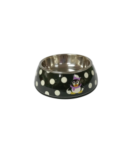 Nutrapet Applique Melamine Round Bowl BLack & White Polka Small