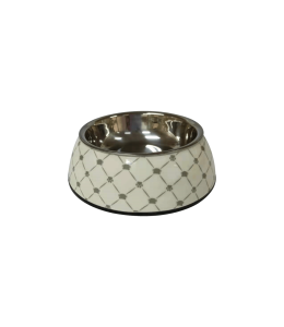 Nutrapet Applique Melamine Round Bowl Black & White Small