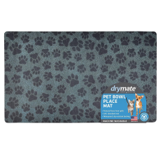 Drymate Mats for Dogs & Cats PAW DOTS BLACK 12 X 20 Inch - 30 Cms X 50 Cms