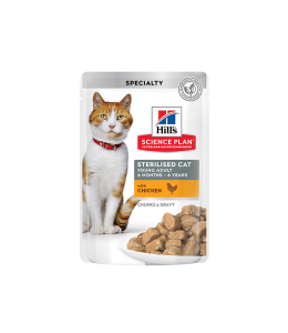 Hill's Science Plan Sterilised Adult Cat Wet Food with Chicken Pouches - 85g