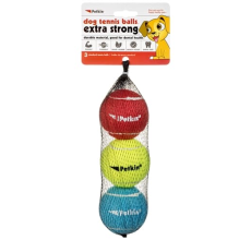 Petkin 3 Dog Tennis Balls Extra Strong - Standard (Rainbow)