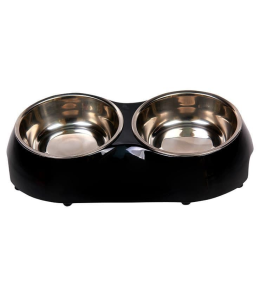 Nutrapet Melamine Double Diner Black M 31 X 17.5 X 6.5 Cms 700ML