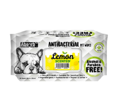 Absolute Pet Absorb Plus Antibacterial Pet Wipes Lemon 80 sheets
