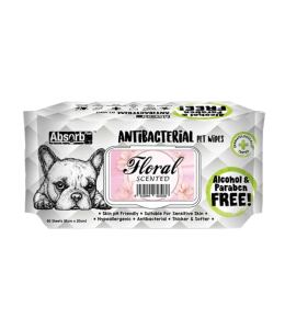 Absolute Pet Absorb Plus Antibacterial Pet Wipes Floral 80 sheets