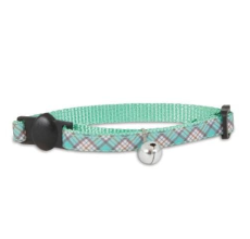 Petmate Adjustable Cat Collar 3/8"X8-12" Plaid Teal