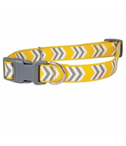 Petmate Rubber Adjustable Dog Collar 3/4"X 14-20" Yellow Chevron