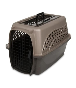 Petmate 2 Door Top Load Kennel 24” Up To 15Lbs (Metalic Pearl Tan/Coffee Grounds)