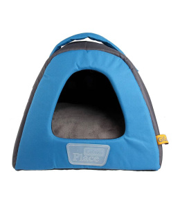 Gigwi Place Pet House Canvas, TPR Blue & Gray Small