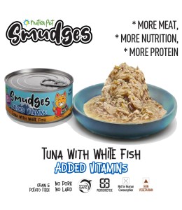 Smudges Adult Cat Tuna with White Fish in Gravy 80g
