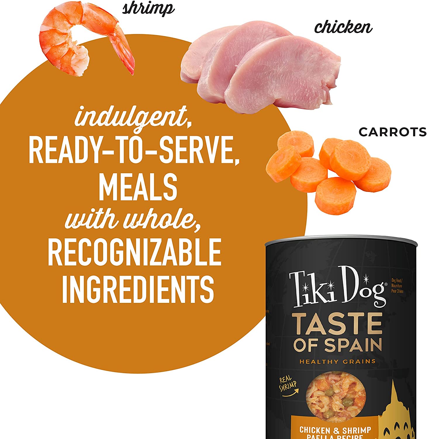 Tiki Dog Taste of Spain! Chicken & Shrimp Paella 12oz can