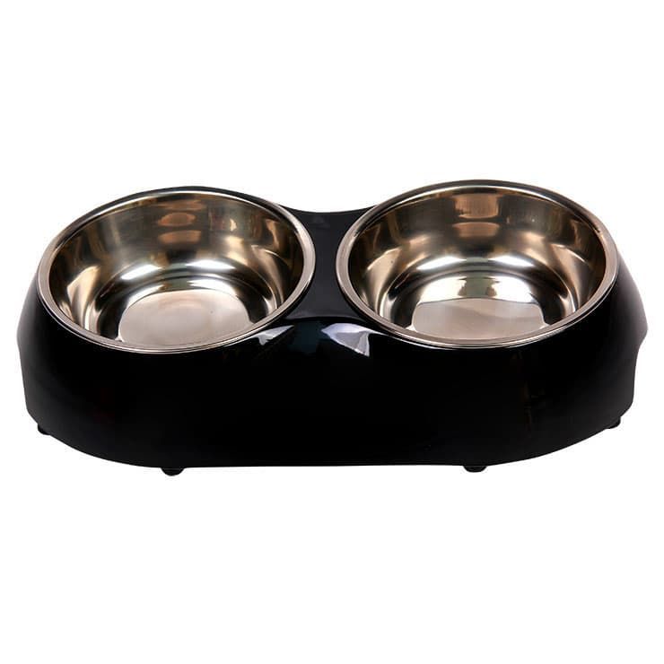 Nutrapet Melamine Double Diner Black S 26.5 X 15 X 5.5 Cms 320ML